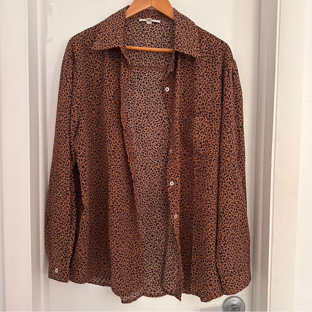12th Tribe Leopard Print Collared Button Down Lon… - image 1